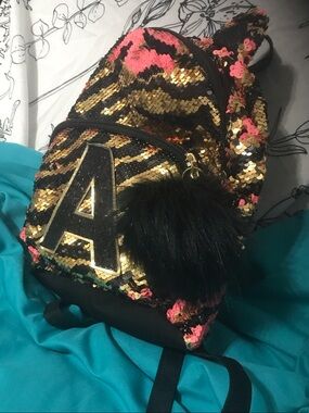 Justice Sequin Mini Backpack - Gold, Pink & Black